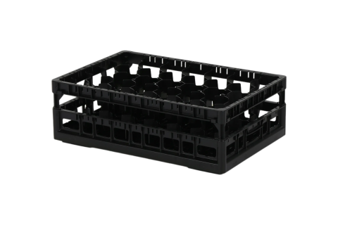 Clixrack Glass basket 600 x 400 mm black - glass height max. 155 mm - with 33-section compartment division - maximum &Oslash; glass 77 mm&nbsp;