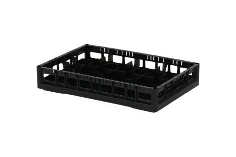 Clixrack Glass basket 600 x 400 mm black - glass height max. 72mm - with 2 x 4 compartment division - maximum &Oslash; glass 134mm&nbsp;