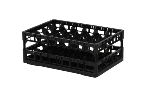 Clixrack Glass basket 600 x 400 mm black - glass height max. 245 mm - with 4 x 6 compartment division - maximum &Oslash; glass 88 mm&nbsp;