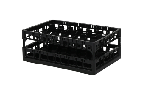 Clixrack Glass basket 600 x 400 mm black - glass height max. 230 mm - with 33-section compartment division - maximum &Oslash; glass 77 mm&nbsp;