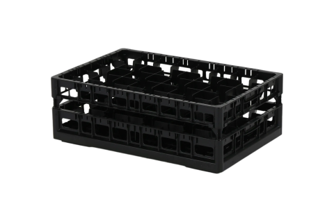 Clixrack Glass basket 600 x 400 mm black - glass height max. 215 mm - with 2 x 4 compartment division - maximum &Oslash; glass 134mm&nbsp;