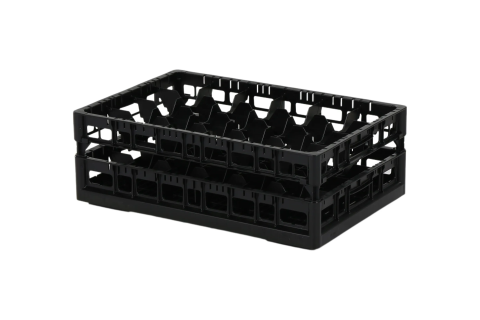 Clixrack Glass basket 600 x 400 mm black - glass height max. 200 mm - with 4 x 6 compartment division - maximum &Oslash; glass 88 mm&nbsp;
