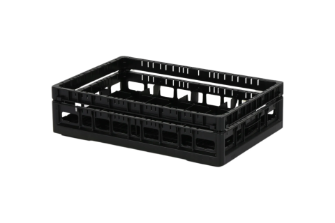 Clixrack Glass basket 600 x 400 mm black - glass height max. 115 mm - with 2 x 4 compartment division - maximum &Oslash; glass 134mm&nbsp;