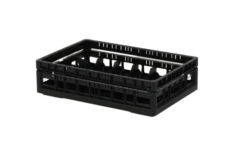 Clixrack Glass basket 600 x 400 mm black - glass height max. 115 mm - with 4 x 6 compartment division - maximum &Oslash; glass 88 mm&nbsp;