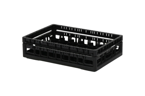 Clixrack Glass basket 600 x 400 mm black - glass height max. 115 mm - with 33-section compartment division - maximum &Oslash; glass 77 mm&nbsp;