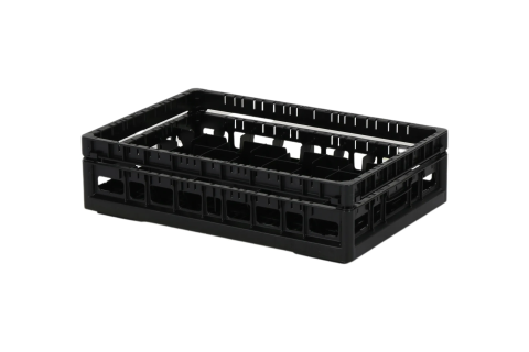 Clixrack Glass basket 600 x 400 mm black - glass height max. 115 mm - with 5 x 8 compartment division - maximum &Oslash; glass 66 mm&nbsp;