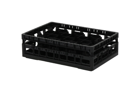Clixrack Glass basket 600 x 400 mm black - glass height max. 115 mm - with 5 x 8 compartment division - maximum &Oslash; glass 66 mm&nbsp;