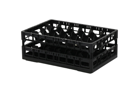 Clixrack Glass basket 600 x 400 mm black - glass height max. 170 mm - with 4 x 6 compartment division - maximum &Oslash; glass 88 mm&nbsp;