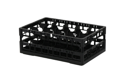 Clixrack Glass basket 600 x 400 mm black - glass height max. 170 mm - with 3 x 5 compartment division - maximum &Oslash; glass 110mm&nbsp;