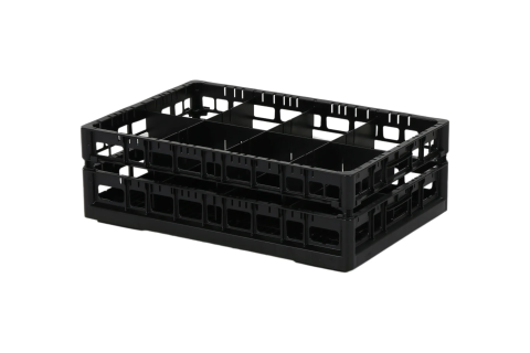 Clixrack Glass basket 600 x 400 mm black - glass height max. 155 mm - with 2 x 4 compartment division - maximum &Oslash; glass 134mm&nbsp;