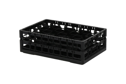 Clixrack Glass basket 600 x 400 mm black - glass height max. 155 mm - with 5 x 8 compartment division - maximum &Oslash; glass 66 mm&nbsp;