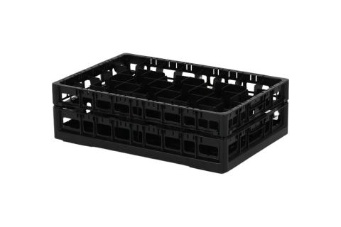 Clixrack Glass basket 600 x 400 mm black - glass height max. 145 mm - with 5 x 8 compartment division - maximum &Oslash; glass 66 mm&nbsp;