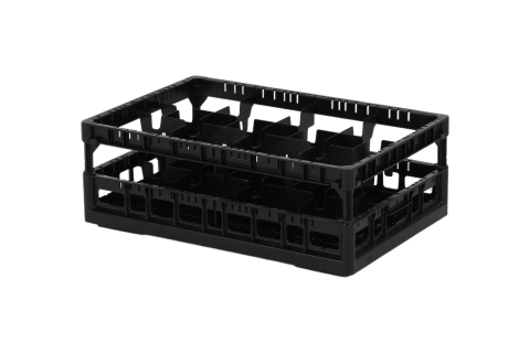 Clixrack Glass basket 600 x 400 mm black - glass height max. 200 mm - with 2 x 4 compartment division - maximum &Oslash; glass 134mm&nbsp;