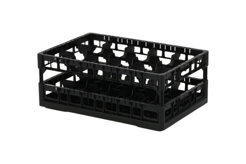 Clixrack Glass basket 600 x 400 mm black - glass height max. 200 mm - with 3 x 5 compartment division - maximum &Oslash; glass 110mm&nbsp;
