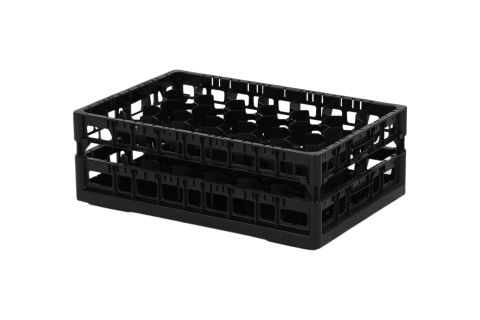 Clixrack Glass basket 600 x 400 mm black - glass height max. 185 mm - with 33-section compartment division - maximum &Oslash; glass 77 mm&nbsp;