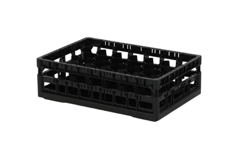 Clixrack Glass basket 600 x 400 mm black - glass height max. 140 mm - with 33-section compartment division - maximum &Oslash; glass 77 mm&nbsp;