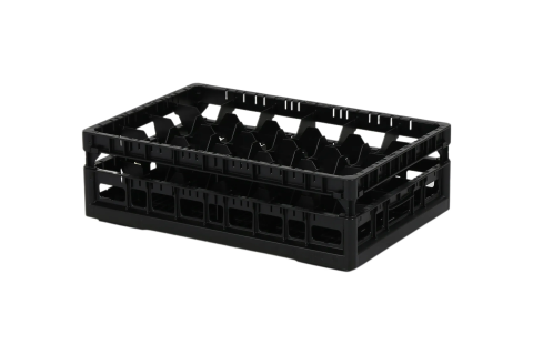 Clixrack Glass basket 600 x 400 mm black - glass height max. 140 mm - with 4 x 6 compartment division - maximum &Oslash; glass 88 mm&nbsp;