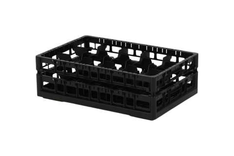 Clixrack Glass basket 600 x 400 mm black - glass height max. 155 mm - with 3 x 5 compartment division - maximum &Oslash; glass 110mm&nbsp;
