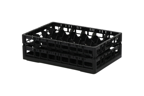 Clixrack Glass basket 600 x 400 mm black - glass height max. 155 mm - with 4 x 6 compartment division - maximum &Oslash; glass 88 mm&nbsp;