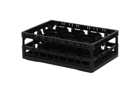 Clixrack Glass basket 600 x 400 mm black - glass height max. 215 mm - with 5 x 8 compartment division - maximum &Oslash; glass 66 mm&nbsp;