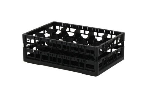 Clixrack Glass basket 600 x 400 mm black - glass height max. 215 mm - with 33-section compartment division - maximum &Oslash; glass 77 mm&nbsp;