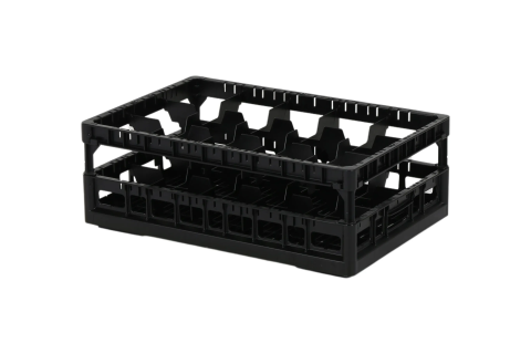 Clixrack Glass basket 600 x 400 mm black - glass height max. 200 mm - with 4 x 6 compartment division - maximum &Oslash; glass 88 mm&nbsp;
