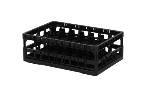 Clixrack Glass basket 600 x 400 mm black - glass height max. 185 mm - with 33-section compartment division - maximum &Oslash; glass 77 mm&nbsp;