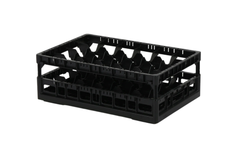 Clixrack Glass basket 600 x 400 mm black - glass height max. 185 mm - with 4 x 6 compartment division - maximum &Oslash; glass 88 mm&nbsp;