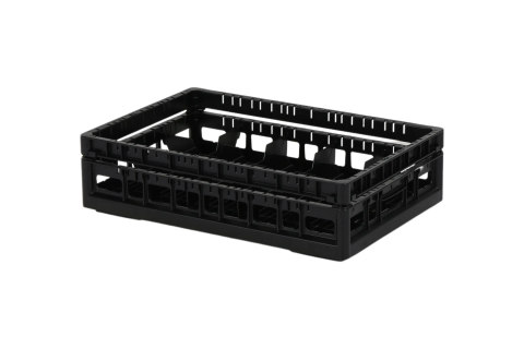 Clixrack Glass basket 600 x 400 mm black - glass height max. 115 mm - with 3 x 5 compartment division - maximum &Oslash; glass 110mm&nbsp;