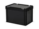 Bac gerbable avec couvercle - 600 x 400 x H 439 mm - Noir - (fond renforc&eacute;)