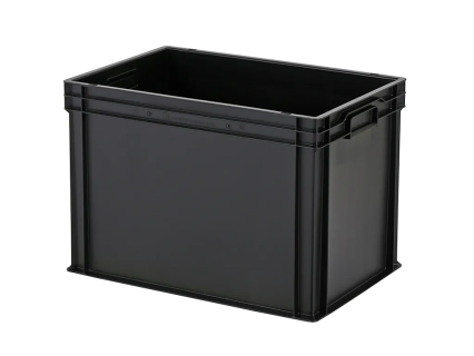 Stapelbeh&auml;lter - 600 x 400 x H 420 mm - geschlossene Handgriffe - verst&auml;rkter Boden - schwarz