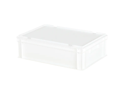Stacking bin with lid - 600 x 400 x H 190 mm - white