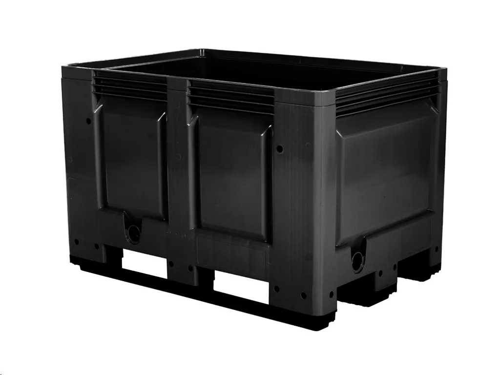 BIG BOX Kunststoff Palettenbox - 1200 x 800 mm - auf 3 Kufen - Schwarz