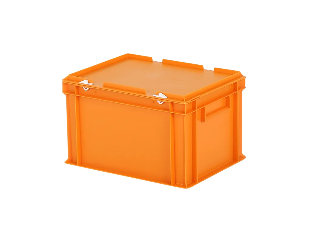 Stacking bin with lid - 400 x 300 x H 250 mm - orange