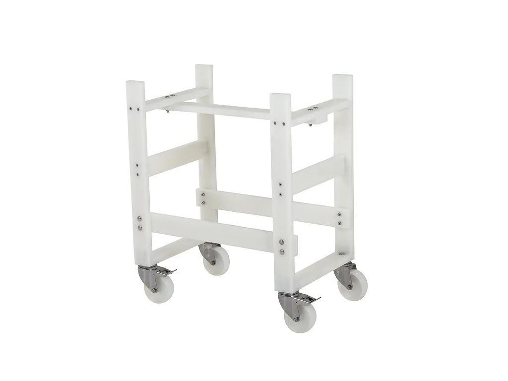 Wheeled plastic table trolley