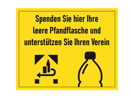 Sticker 250x200mm 'Spenden Sie hier Ihre leere Pfandfl. .'