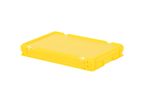 Stapelbak met deksel - 600 x 400 x H 90 mm - geel