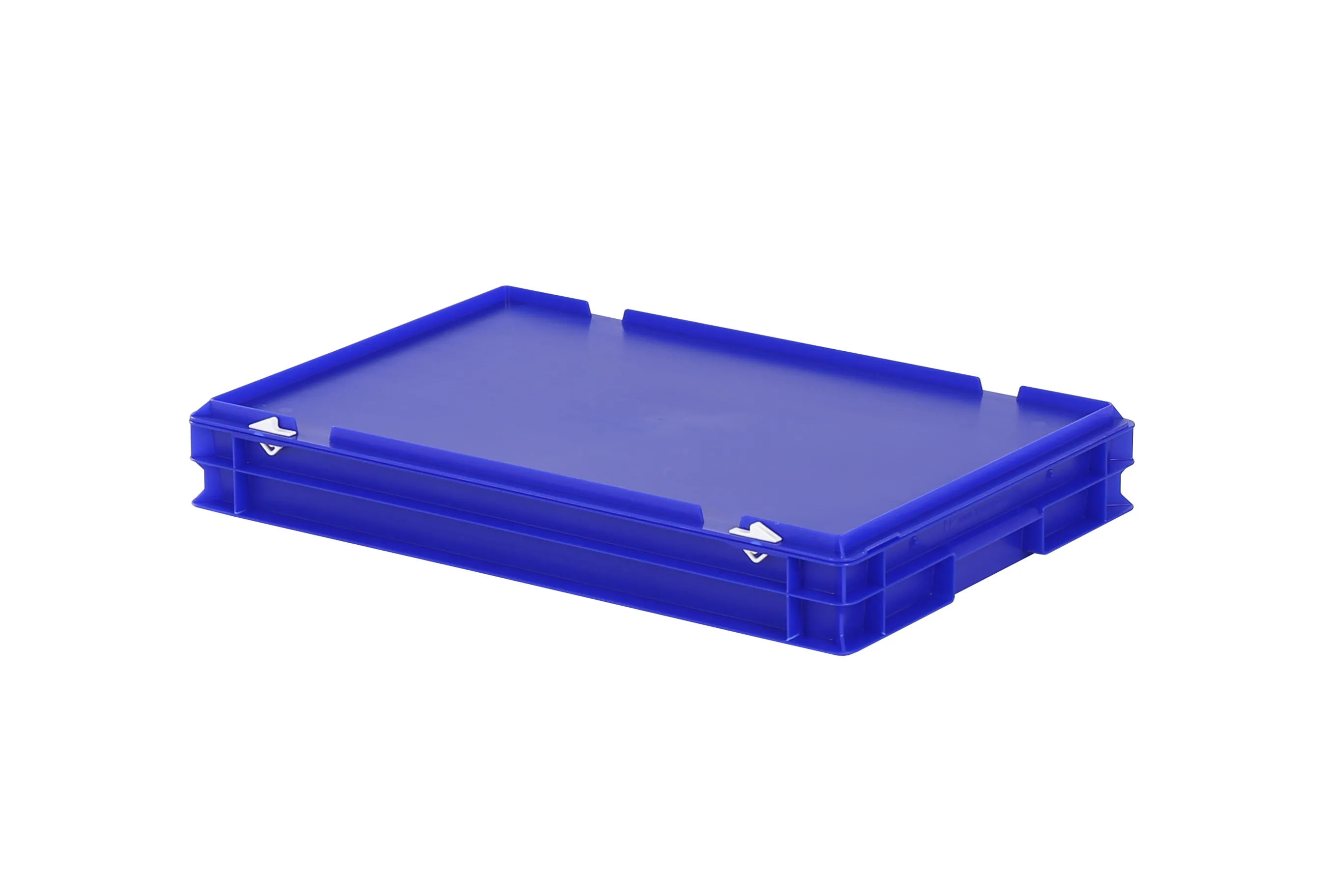Stacking bin with lid - 600 x 400 x H 90 mm - blue