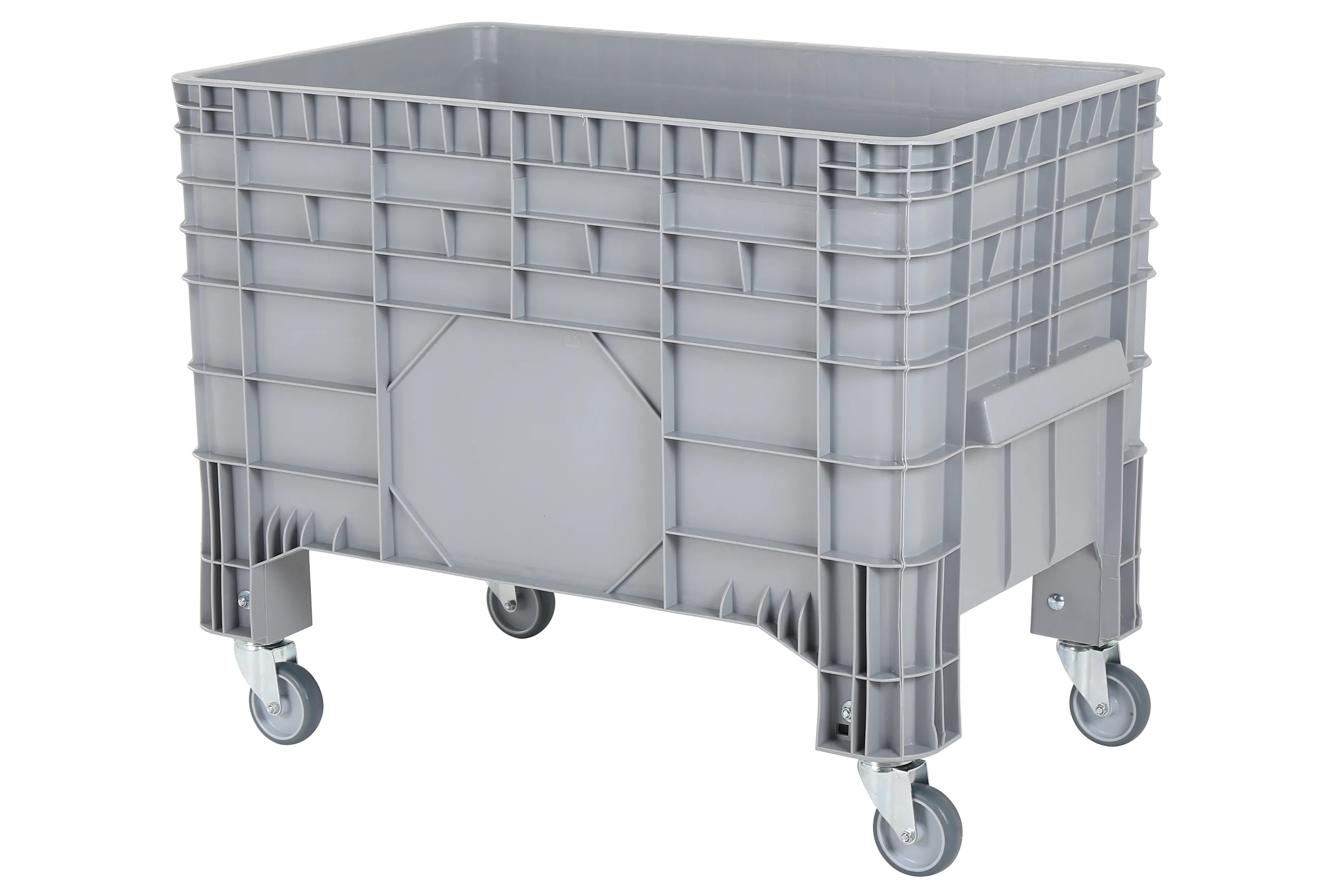 MINI BOX plastic palletbox - 1040 x 640 mm - 4 wheels - grey