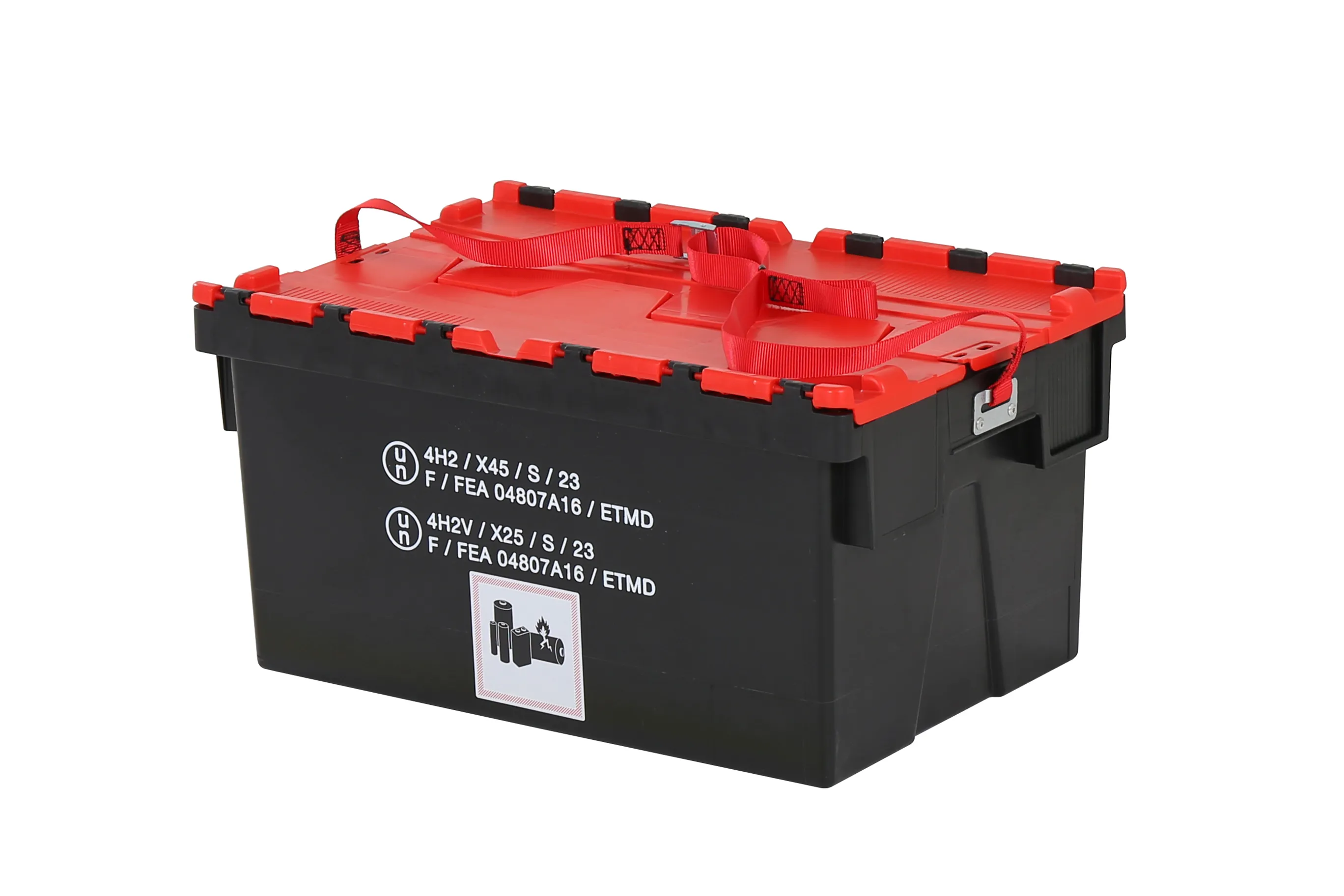 Gefahrgutbehälter für Lithium-Ionen Akkus - 600x400xH310mm - Schwarz-Rot