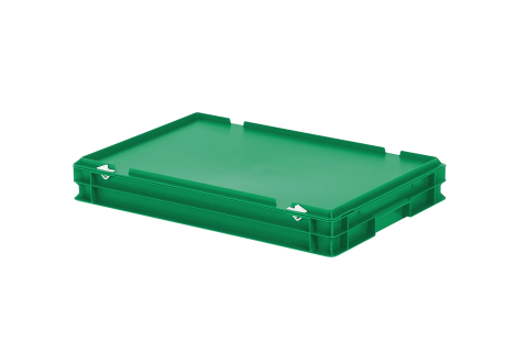 Stapelbeh&auml;lter mit Deckel - 600 x 400 x H 90 mm - Gr&uuml;n