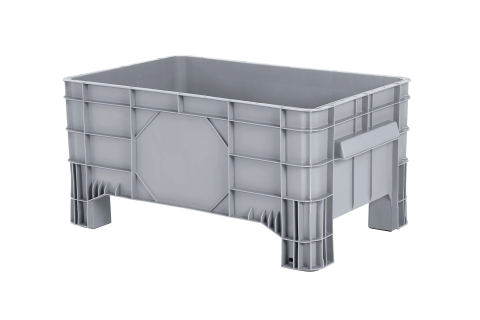 Caisse-palette MINI BOX - 1040 x 640 x H495 mm - ferm&eacute;e - 4 pieds - gris