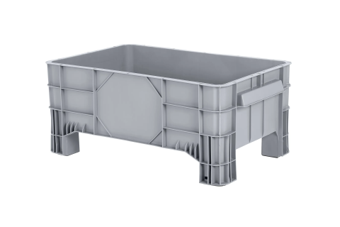 Caisse-palette MINI BOX - 1040 x 640 x H435 mm - ferm&eacute;e - 4 pieds - gris