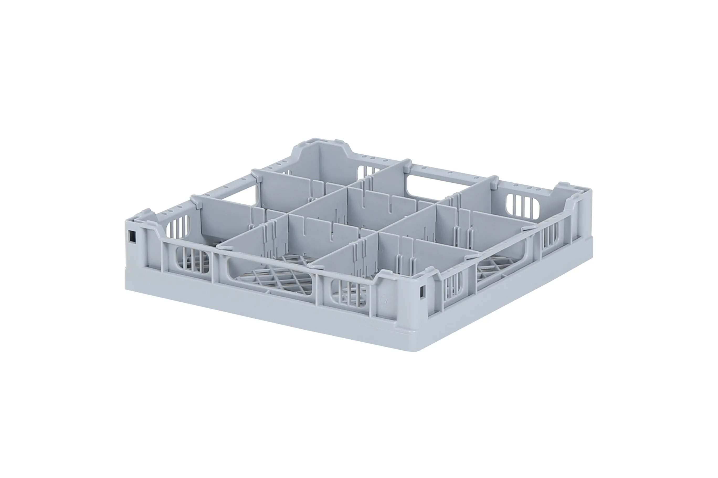 Dishwasher basket 400 x 400 mm - maximum glass height 65 mm - with 3 x 3 compartment division - maximum Ø of glass 115mm