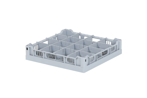 Dishwasher basket 400 x 400 mm - maximum glass height 65 mm - with 4 x 4 compartment division - maximum &Oslash; of glass 88mm