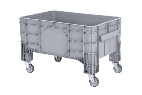 Verrijdbare MINI BOX - 1040x640xH625mm - 4 zwenkwielen - met rubber loopvlak