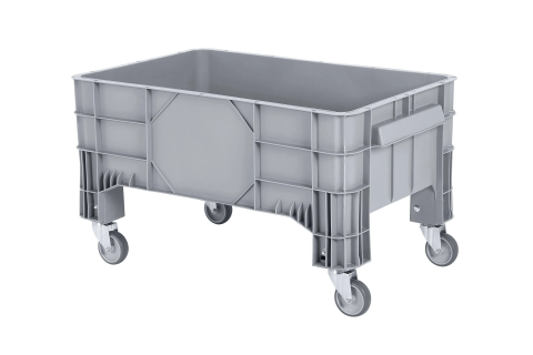 Verrijdbare MINI BOX - 1040x640xH565mm - 4 zwenkwielen - met rubber loopvlak