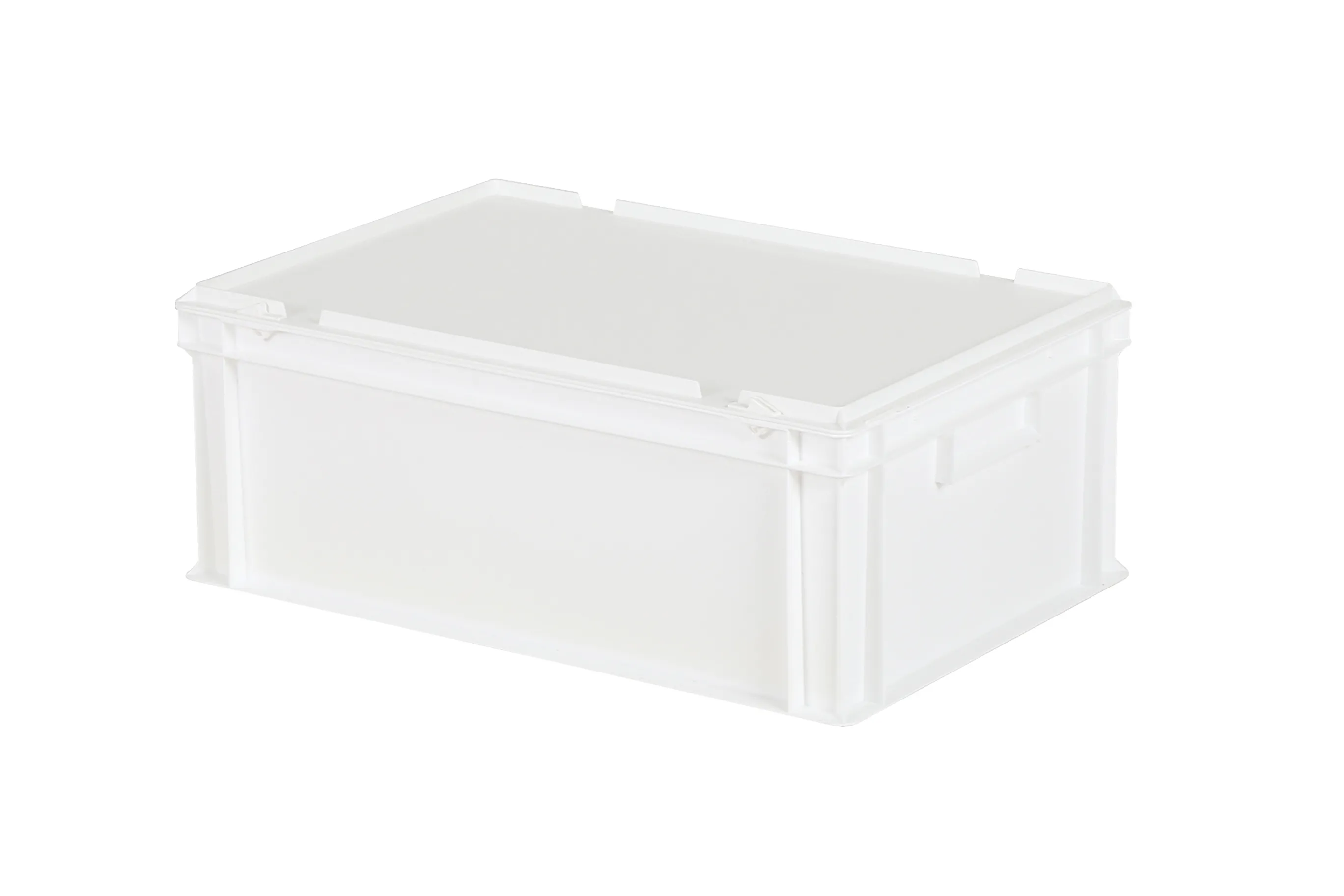 Stapelbehälter mit Deckel - 600 x 400 x H 235 mm (glatter Boden) - Weiß