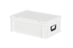 Koffer - 600 x 400 x H 235 mm - wit - stapelbak met deksel en koffergreep