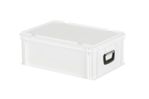 Koffer - 600 x 400 x H 235 mm - wit - stapelbak met deksel en koffergreep